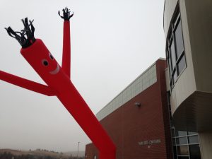 Our Mascot BIG RED welcomes the students.